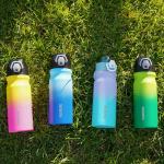 Light Blue Leopard Insulated Water Bottle with Straw