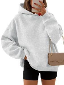 Cozy Oversized Fleece Hoodie for Women - Grey