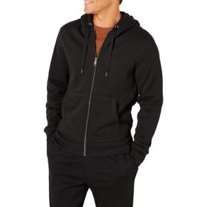 Men's Full-Zip Fleece Hoodie in Black, Large