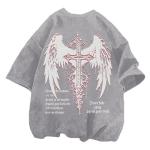 Vintage Goth Punk Oversized Graphic Tee - Light Gray