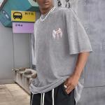 Vintage Goth Punk Oversized Graphic Tee - Light Gray