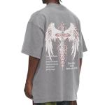 Vintage Goth Punk Oversized Graphic Tee - Light Gray