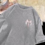 Vintage Goth Punk Oversized Graphic Tee - Light Gray