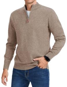 Luxurious Camel Mock Neck Pullover Sweater for Men