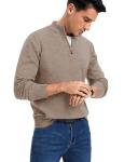 Luxurious Camel Mock Neck Pullover Sweater for Men