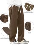 Hidkat Men's Brown Wide Leg Casual Pants