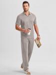 Trendy Khaki Men's Summer Vacation Outfit Set