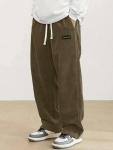 Hidkat Men's Brown Wide Leg Casual Pants