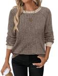 Chic Chocolate Brown Boho Long Sleeve Tops