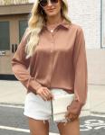 Elegant Silk Satin Button-Up Blouse for Women