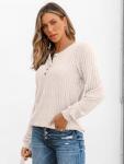 Chic Almond Long Sleeve Women's Sweater Tunic