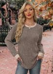 Chic Chocolate Brown Boho Long Sleeve Tops