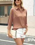 Elegant Silk Satin Button-Up Blouse for Women