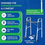 Healthline Adjustable Folding Walker with Wheels