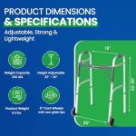 Healthline Adjustable Folding Walker with Wheels