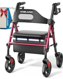 Lightweight Foldable Rollator Walker with Seat