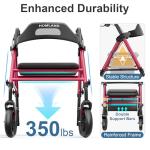 Lightweight Foldable Rollator Walker with Seat