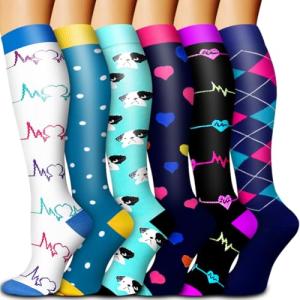 Bluemaple 6 Pack Easy-Grip Compression Socks