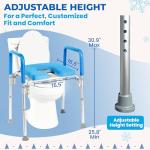 Raised Toilet Seat with Handles and Padded Armrests