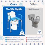 Raised Toilet Seat with Handles and Padded Armrests