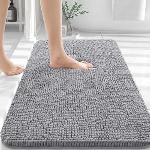 OLANLY Soft Absorbent Bath Rug Mat, Grey
