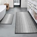 Non-Slip Chenille Bathroom Mats Set, Gray