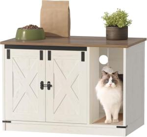 Stylish Hidden Cat Litter Box Enclosure Cabinet