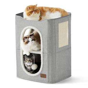 Cozy 2-Story Cat House with Scratch Pad