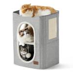 Cozy 2-Story Cat House with Scratch Pad