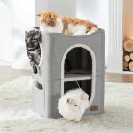 Cozy 2-Story Cat House with Scratch Pad