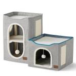 Cozy 2-Story Cat House with Scratch Pad