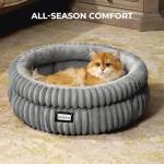 Washable Round Plush Cat Bed for Indoor Cats