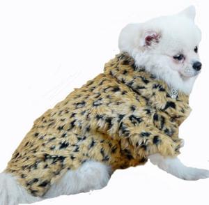Leopard Faux Fur Sweater Coat for Small Dogs
