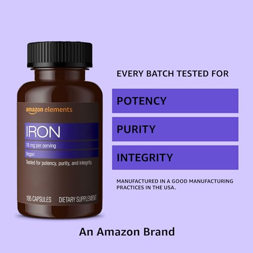 Amazon Elements Iron 18mg - Boost Red Blood Cells - 2 Pack