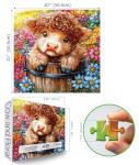 Highland Cow 500 Piece Puzzles for Adults Cute Cow Flower Animal Jigsaw Puzzles 500 Pieces Difficult Unique Family Challenging Puzzle (20"x20")