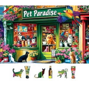 MINIWAN 500 Piece Jigsaw Puzzle - Relaxing Pet Shop Scene for Adults | Challenging Family Activity | Great for Fun & Leisure (Finished Size: 23 x 15 inches)