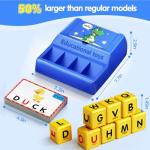 Montessori Matching Letter Game for Kids Ages 3-8 | Educational Learning Spelling Toys with Storage Function | Christmas Birthday Gifts for 3 4 5 6 Year Old Boys & Girls | Larger Blue (50% Bigger)