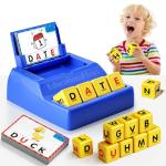 Montessori Matching Letter Game for Kids Ages 3-8 | Educational Learning Spelling Toys with Storage Function | Christmas Birthday Gifts for 3 4 5 6 Year Old Boys & Girls | Larger Blue (50% Bigger)