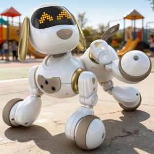 Ruko 18011 Smart Robot Dog, Interactive Puppy with 30 LED Expressions, 20 Actions & 50 Programmable Commands, Voice & Touch Control, Toy for Kids Age 3+