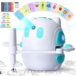 Drawing Robot for Kids 150 Educational Cards Smart Drawing Robot Voice Interactive Partner Montessori Painting Toy for Boys & Girls Ages 3-8 Perfect for Birthdays Christmas and Learning Fun
