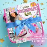 Just My Style Color Your Own Glitter Messenger Bag, Personalized Doodle Messenger Bag With Adjustable Strap, Great for School & Errands, Gift Ideas for Girls, Crafts Activity for Kids Ages 6, 7, 8, 9