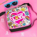 Just My Style Color Your Own Glitter Messenger Bag, Personalized Doodle Messenger Bag With Adjustable Strap, Great for School & Errands, Gift Ideas for Girls, Crafts Activity for Kids Ages 6, 7, 8, 9