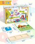 Gojmzo Wooden CVC Word Spelling Games, Preschool Kindergarten Learning Activities, Montessori Educational Toys Gifts for 3 4 5 6 Year Old Kids, Sight Words Flash Cards Reading Letters for Toddlers