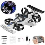 2-in-1 Flying Car & Stunt Drone - Mini Indoor Drone, 2 in 1 RC Quadcopter & Flying Car Toys, 2.4Ghz Remote Control 4WD Stunt Car 3 Speeds Adjustable, Birthday Xmas Gifts for Kids 8-12 (White)