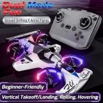 2-in-1 Flying Car & Stunt Drone - Mini Indoor Drone, 2 in 1 RC Quadcopter & Flying Car Toys, 2.4Ghz Remote Control 4WD Stunt Car 3 Speeds Adjustable, Birthday Xmas Gifts for Kids 8-12 (White)