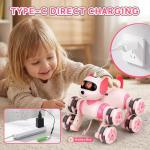 HuiJuKeJi Smart Interactive Robot Dog Toy - Easy Programmable Remote Control Robotic Pet with Gesture Sensing 8WD 360° Stunts, LED Eyes Dancing & Music RC Cars, Birthday Gift for Kids Ages 3-8