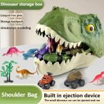 Infistaky Dinosaur Toys Shoulder Bag with Rolling Wheels & Launch Tracks & Educational Storage Box, 3-in-1 Jurassic Toy Set for Kids 3+, Playset Gift for Toddler Boys & Girls（Tyrannosaurus rex）