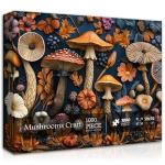 Vintage Mushroom Puzzles for Adults 1000 Pieces, Nature Mushroom Forest Flower Puzzle Art, Unique Plant Jigsaw Puzzle Retro, Impossible Challenging Puzzles for Adults
