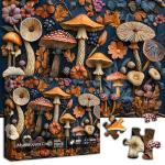 Vintage Mushroom Puzzles for Adults 1000 Pieces, Nature Mushroom Forest Flower Puzzle Art, Unique Plant Jigsaw Puzzle Retro, Impossible Challenging Puzzles for Adults