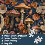 Vintage Mushroom Puzzles for Adults 1000 Pieces, Nature Mushroom Forest Flower Puzzle Art, Unique Plant Jigsaw Puzzle Retro, Impossible Challenging Puzzles for Adults